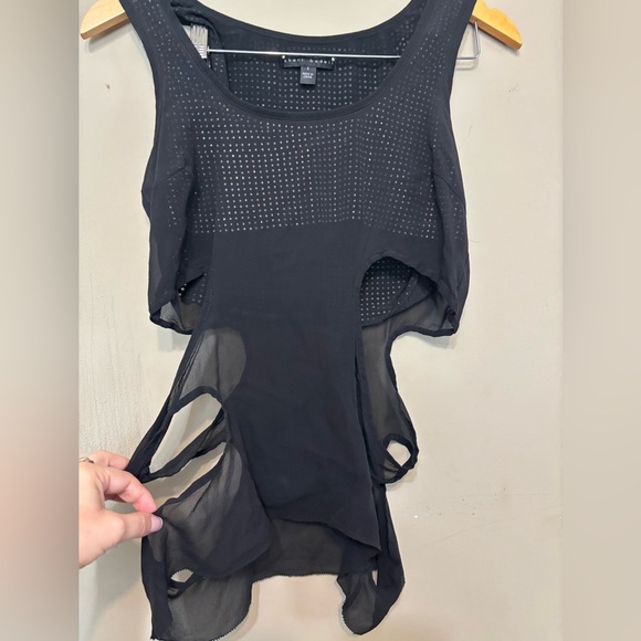 SHERI BODELL Silk Chiffon Rhinestone Cutout Sleeveless Designer Designer Top - Picture 5 of 10